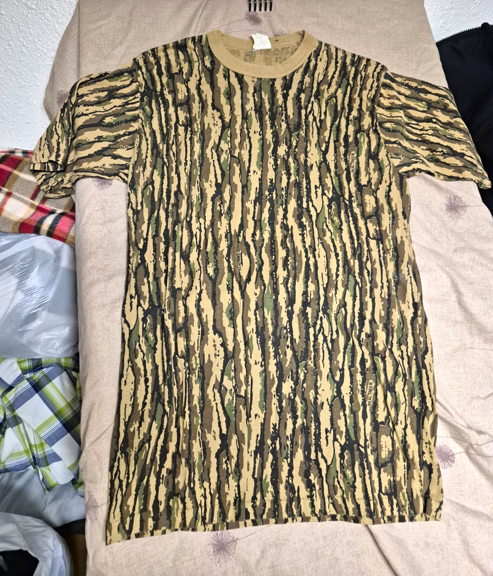 Vintage Realtree Mens XL Camo Beige Green Brown Black Knit Crew Neck
